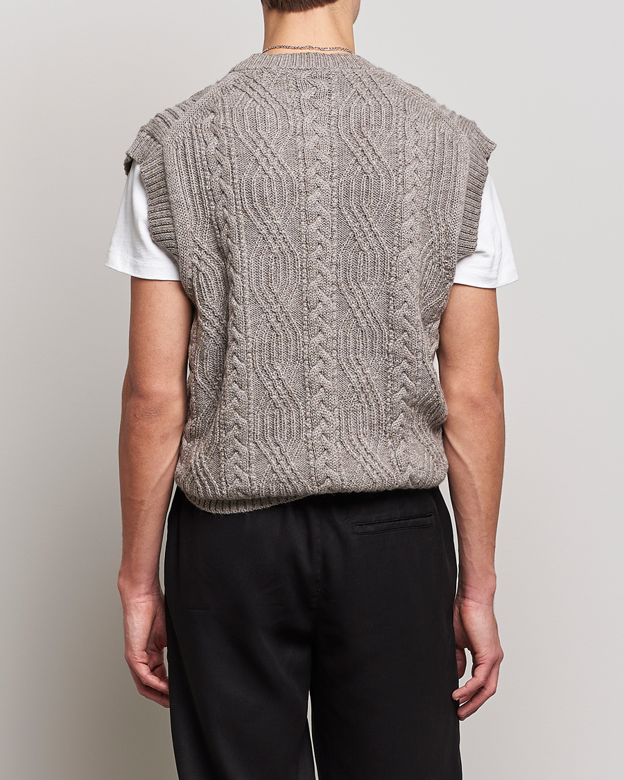 Herre | Trøjer | NN07 | Cable Structured Knitted Vest Nature Melange