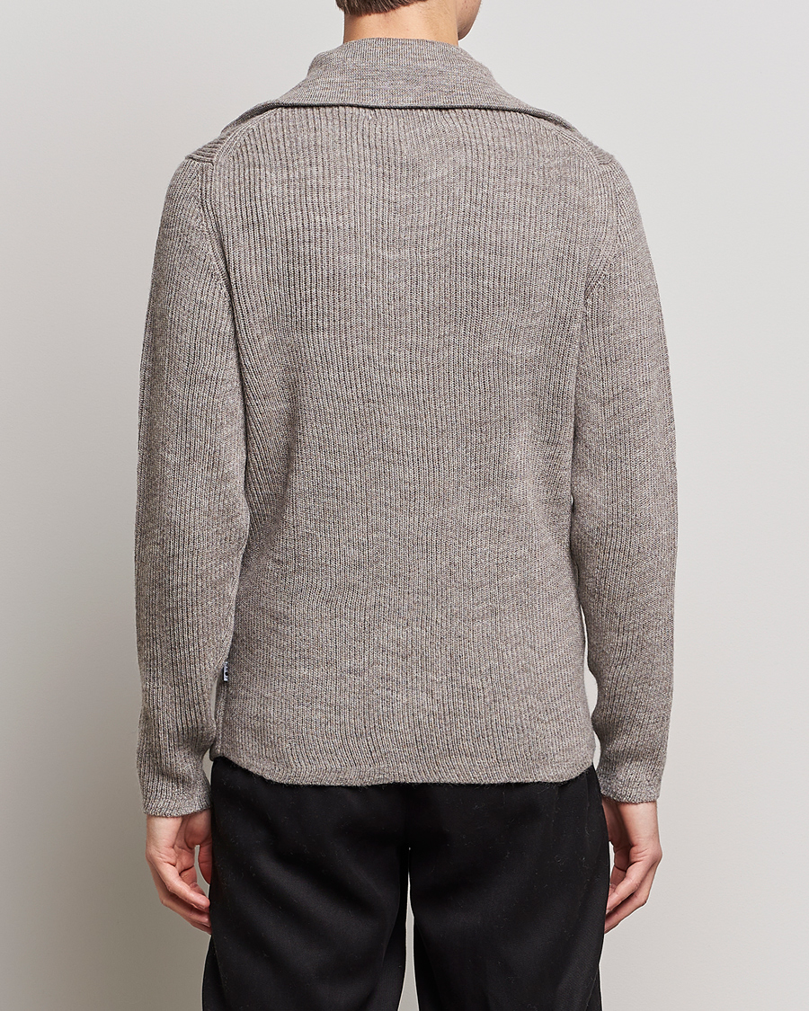 Herre | Trøjer | NN07 | Holger Knitted Ribbed Half Zip Nature Melange