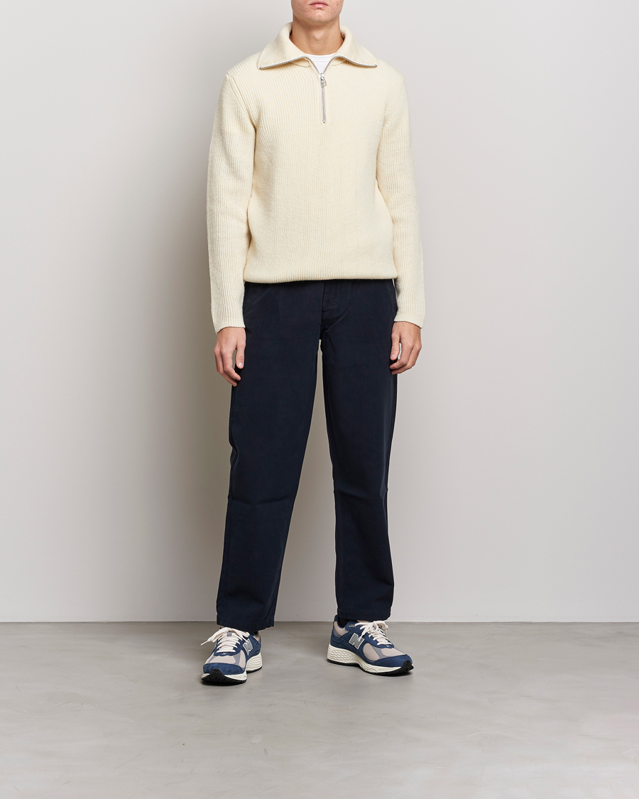 Herre | Trøjer | NN07 | Holger Knitted Ribbed Half Zip Ecur