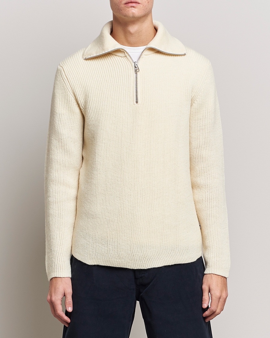 Herre | Trøjer | NN07 | Holger Knitted Ribbed Half Zip Ecur