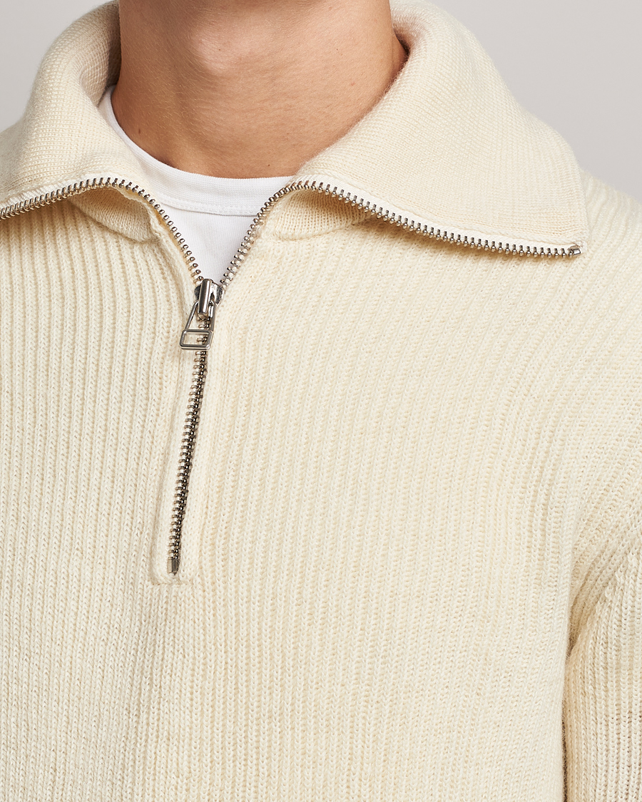 Herre | Trøjer | NN07 | Holger Knitted Ribbed Half Zip Ecur