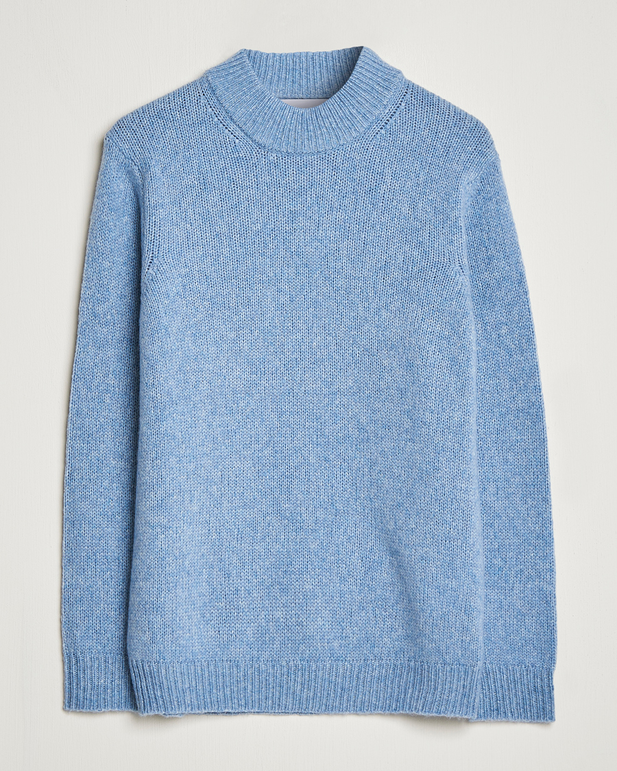 Herre | Trøjer | NN07 | Nick Knitted Merino Mock Neck Light Blue Melange