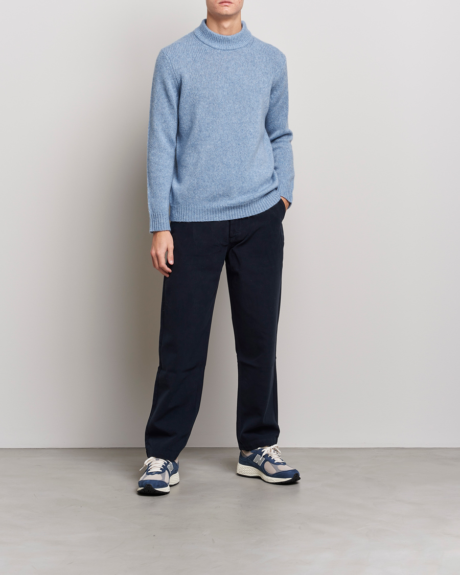 Herre | Trøjer | NN07 | Nick Knitted Merino Mock Neck Light Blue Melange