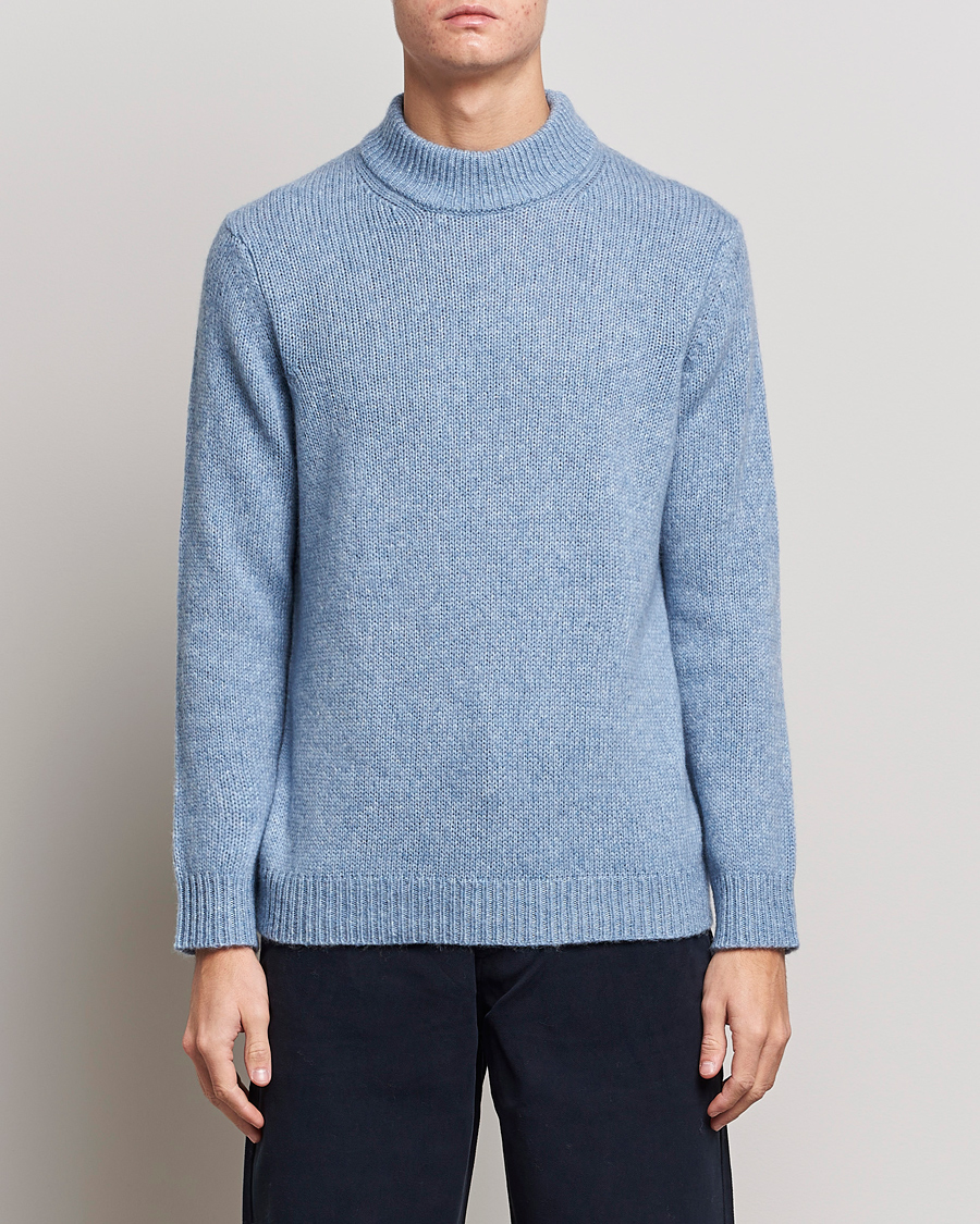 Herre | Trøjer | NN07 | Nick Knitted Merino Mock Neck Light Blue Melange