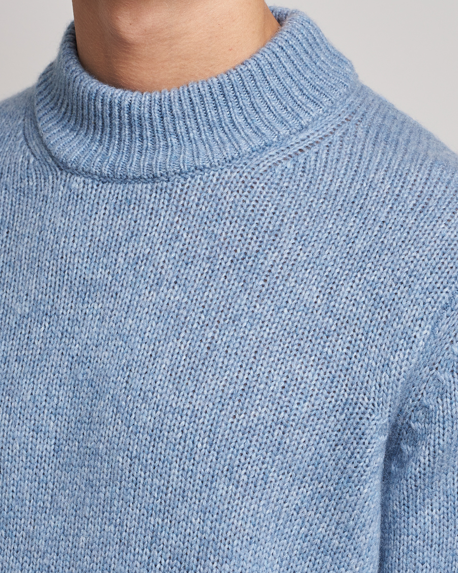 Herre | Trøjer | NN07 | Nick Knitted Merino Mock Neck Light Blue Melange