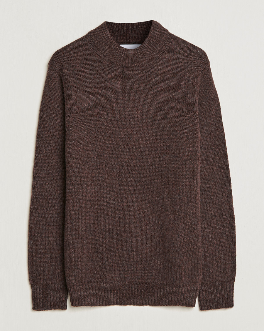 Herre | Trøjer | NN07 | Nick Knitted Merino Mock Neck Dark Brown