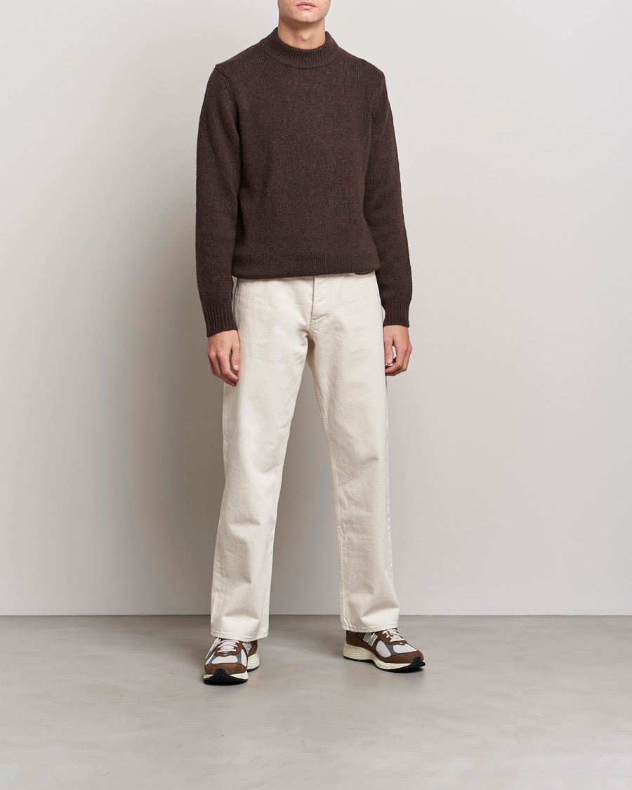 Herre | Trøjer | NN07 | Nick Knitted Merino Mock Neck Dark Brown