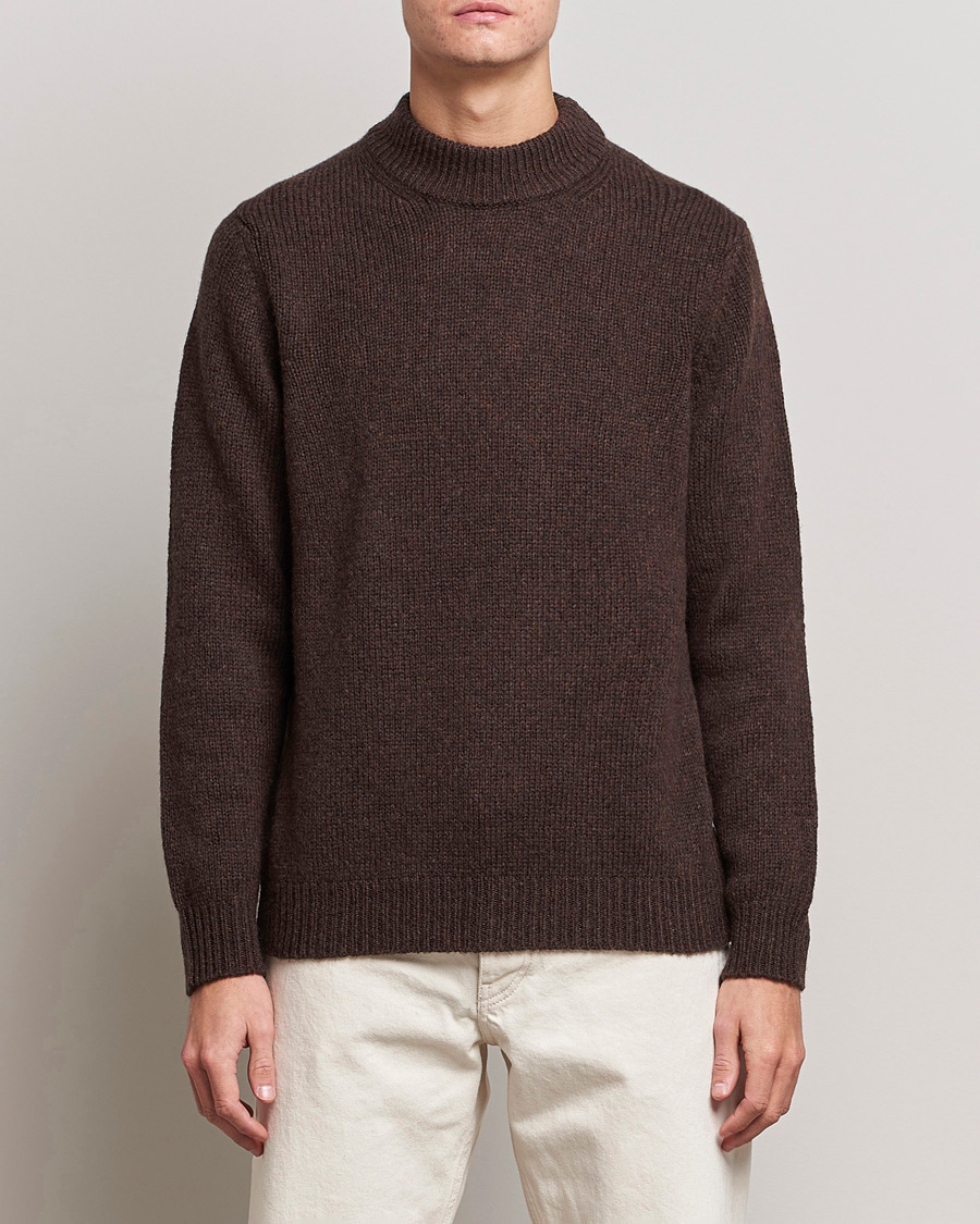 Herre | Trøjer | NN07 | Nick Knitted Merino Mock Neck Dark Brown