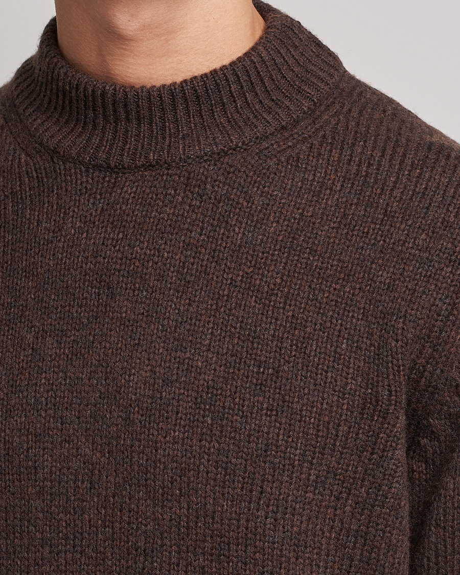 Herre | Trøjer | NN07 | Nick Knitted Merino Mock Neck Dark Brown