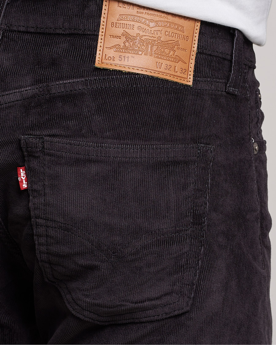 Bule Springe via Levi's 511 Slim Fit Stretch Corduroy Pants Black Agate - CareOfCarl.dk