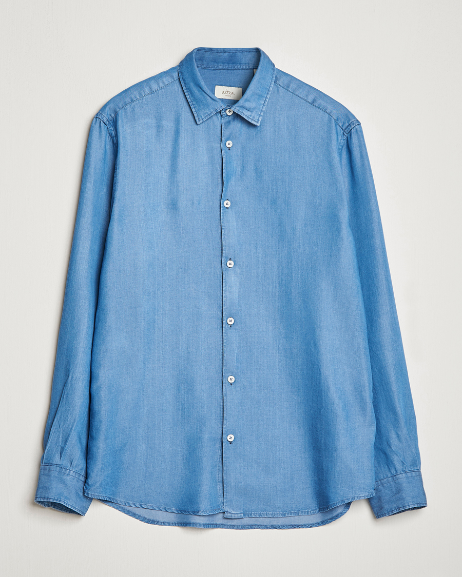 Herre | Skjorter | Altea | Soft Lyocell Denim Shirt Light Indigo