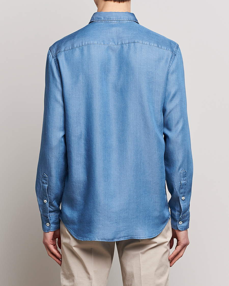 Herre | Skjorter | Altea | Soft Lyocell Denim Shirt Light Indigo