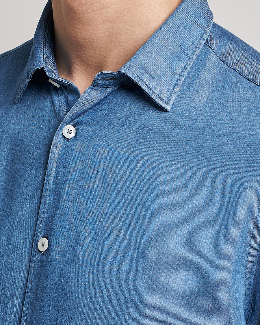 Herre | Skjorter | Altea | Soft Lyocell Denim Shirt Light Indigo