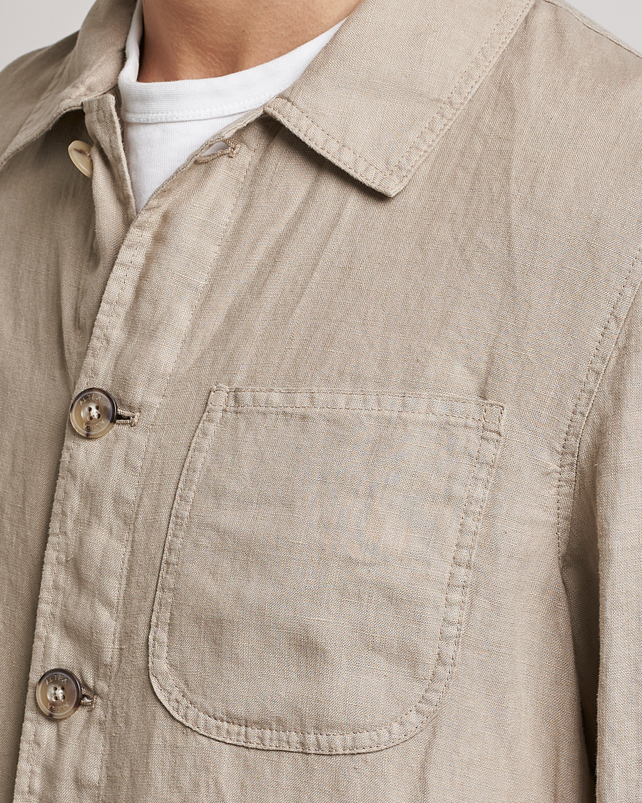 Herre | Skjorter | Altea | Linen Shirt Jacket Beige