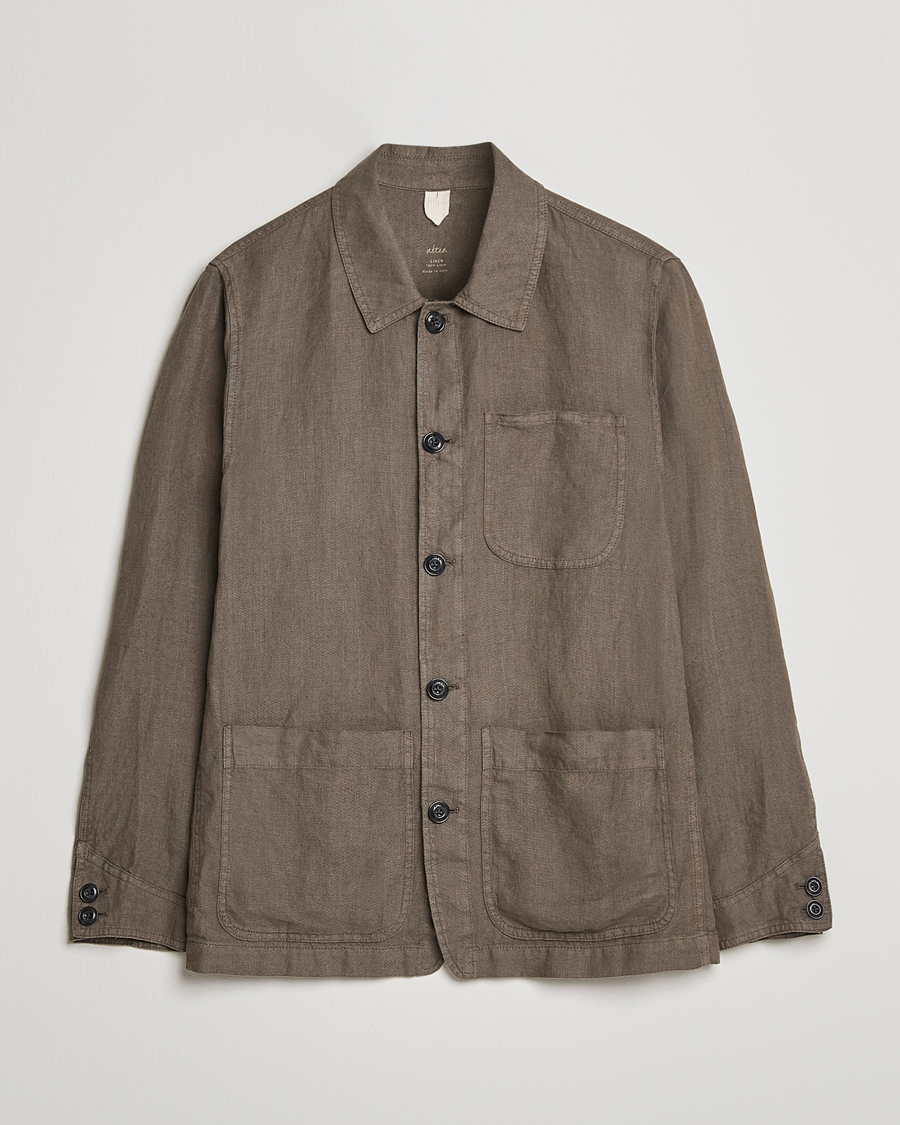 Herre | Skjorter | Altea | Linen Shirt Jacket Olive