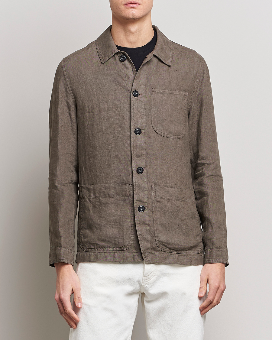 Herre | Skjorter | Altea | Linen Shirt Jacket Olive