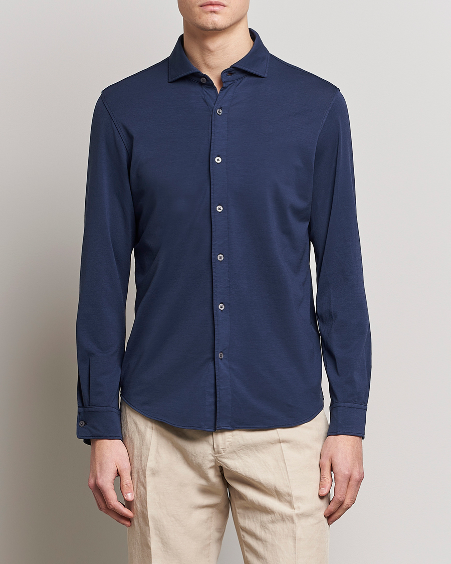 Herre | Skjorter | Altea | Jersey Stretch Shirt Navy