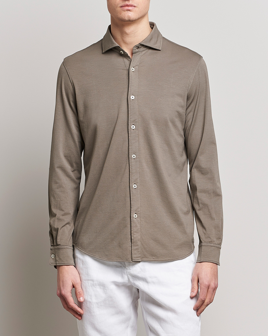 Herre | Skjorter | Altea | Jersey Stretch Shirt Taupe