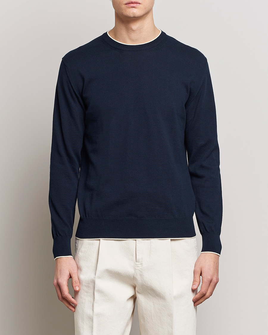 Herre | Pullovers med rund hals | Altea | Soft Cotton Pullover Navy
