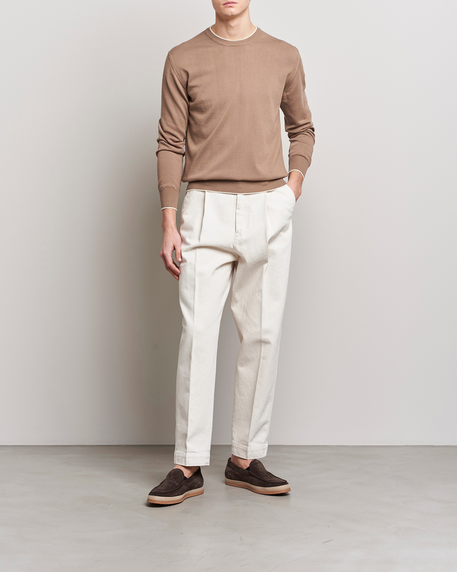 Herre | Trøjer | Altea | Soft Cotton Pullover Beige