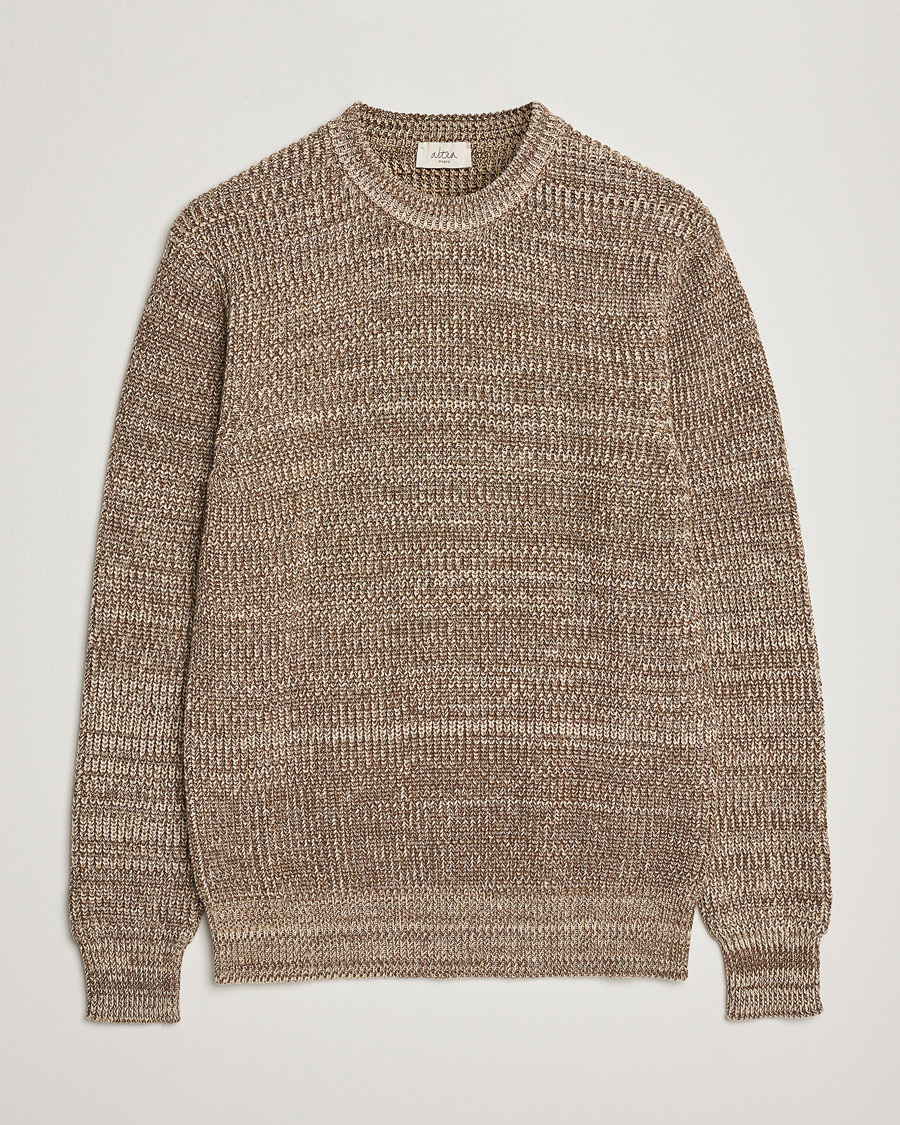 Herre | Trøjer | Altea | Rib Cotton Sweater Brown Melange