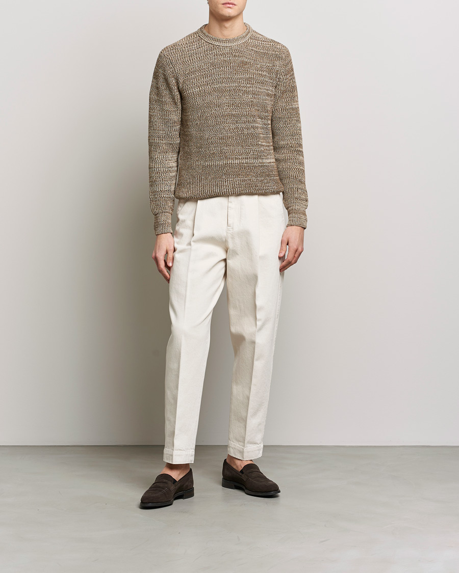 Herre | Trøjer | Altea | Rib Cotton Sweater Brown Melange