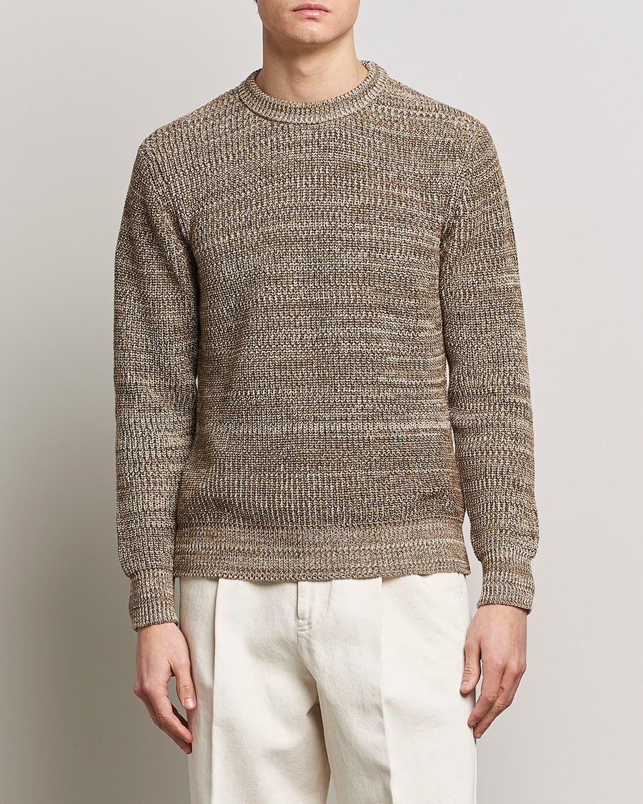Herre | Trøjer | Altea | Rib Cotton Sweater Brown Melange