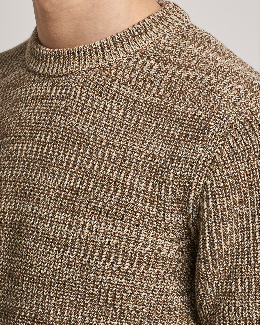Herre | Trøjer | Altea | Rib Cotton Sweater Brown Melange
