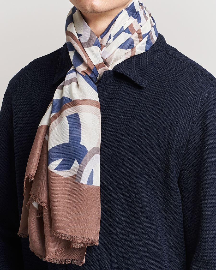 Herre | Altea Printed Scarf Navy/Brown | Altea | Printed Scarf Navy/Brown