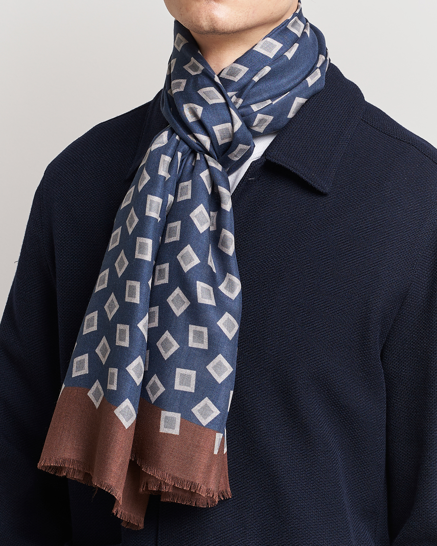 Herre | Altea Printed Scarf Navy/Grey | Altea | Printed Scarf Navy/Grey