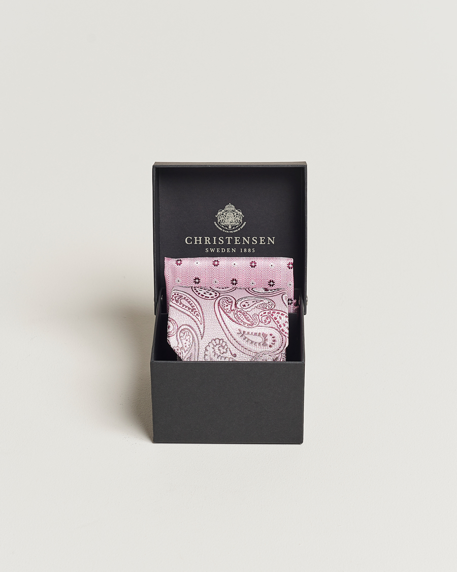 Herre | Amanda Christensen Box Set Silk 8cm Tie With Pocket Square Pink | Amanda Christensen | Box Set Silk 8cm Tie With Pocket Square Pink