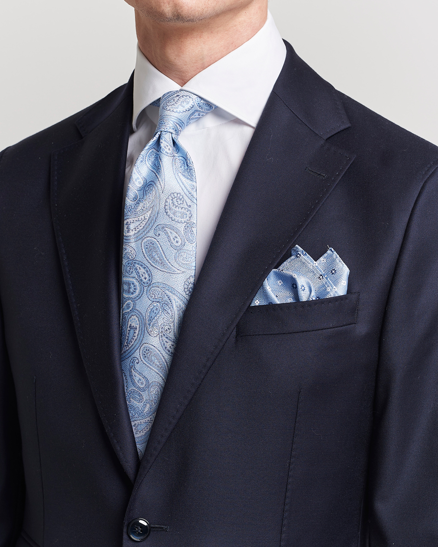 Herre | Amanda Christensen Box Set Silk 8cm Tie With Pocket Square Blue | Amanda Christensen | Box Set Silk 8cm Tie With Pocket Square Blue