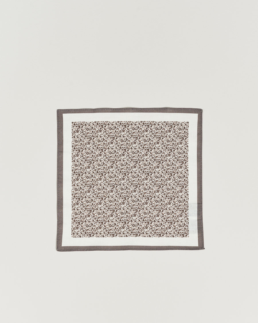 Herre | Amanda Christensen Box Set Printed Linen 8cm Tie With Pocket Square Beige | Amanda Christensen | Box Set Printed Linen 8cm Tie With Pocket Square Beige