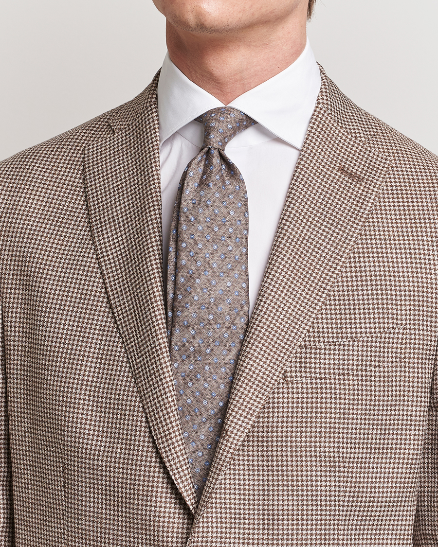Herre |  | Amanda Christensen | Linen Printed Medallion 8cm Tie Brown
