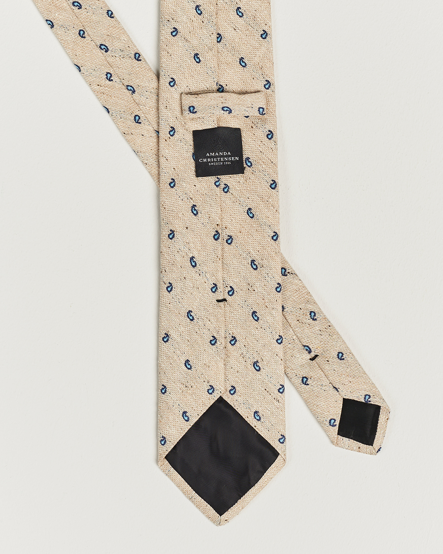 Herre | Amanda Christensen Silk/Linen/Cotton Paisley 8cm Tie Sand | Amanda Christensen | Silk/Linen/Cotton Paisley 8cm Tie Sand