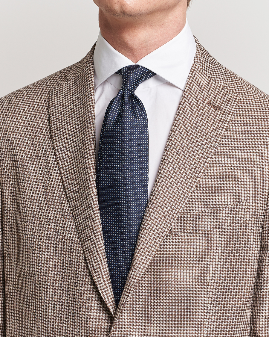 Herre |  | Amanda Christensen | Silk Micro Printed 8cm Tie Navy