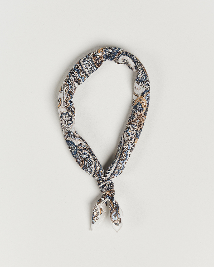 Herre | Amanda Christensen Cotton Voilé Printed Large Paisley Bandana White | Amanda Christensen | Cotton Voilé Printed Large Paisley Bandana White