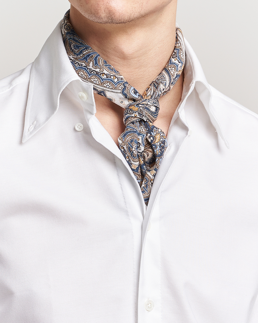 Herre | Amanda Christensen Cotton Voilé Printed Large Paisley Bandana White | Amanda Christensen | Cotton Voilé Printed Large Paisley Bandana White