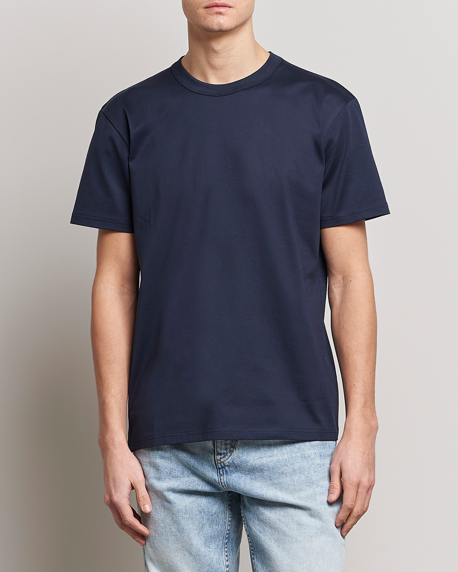 Herr | Bread & Boxers | Bread & Boxers | Pima Cotton Crew Neck T-Shirt Navy Blue