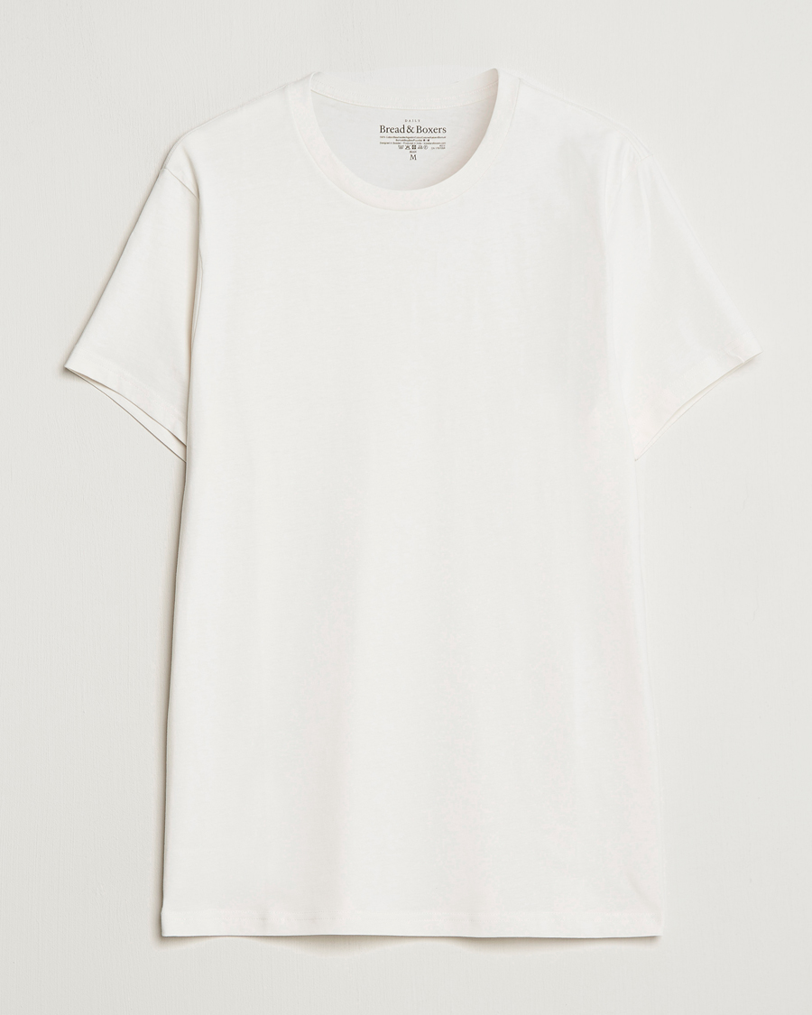 Herre | T-Shirts | Bread & Boxers | Heavy Cotton Crew Neck Tee Ivory
