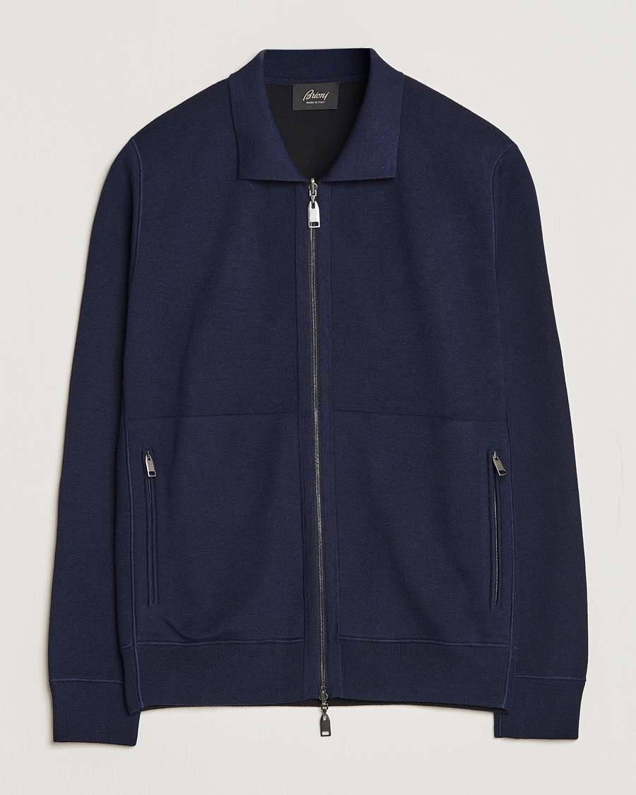 Herre | Trøjer | Brioni | Cashmere/Silk Zip Cardigan Navy