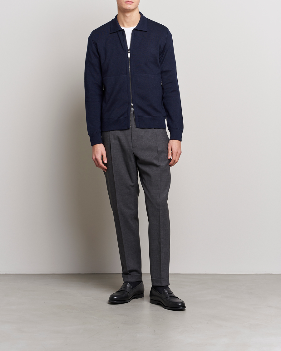 Herre | Trøjer | Brioni | Cashmere/Silk Zip Cardigan Navy