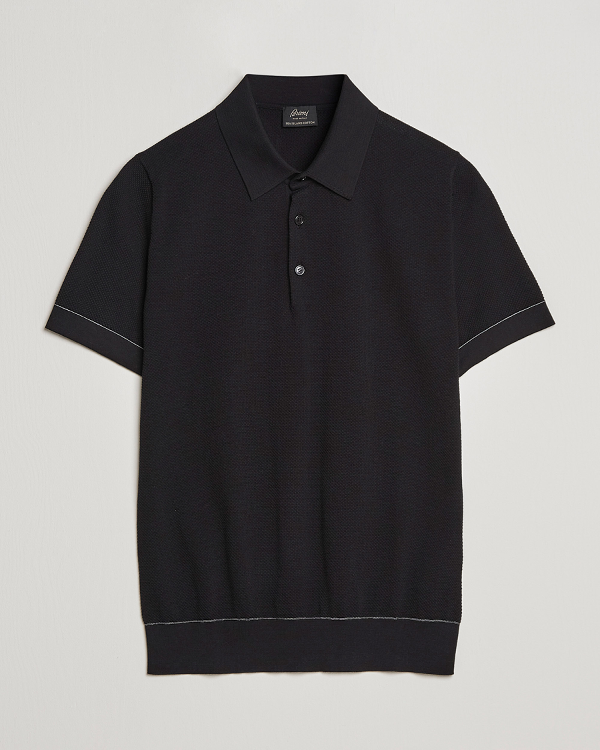 Herre | Trøjer | Brioni | Sea Island Knit Polo Black