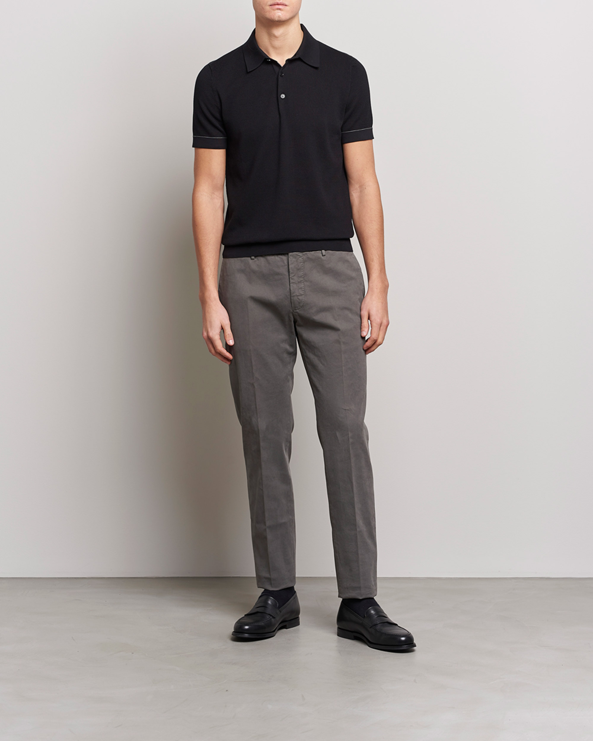 Herre | Trøjer | Brioni | Sea Island Knit Polo Black