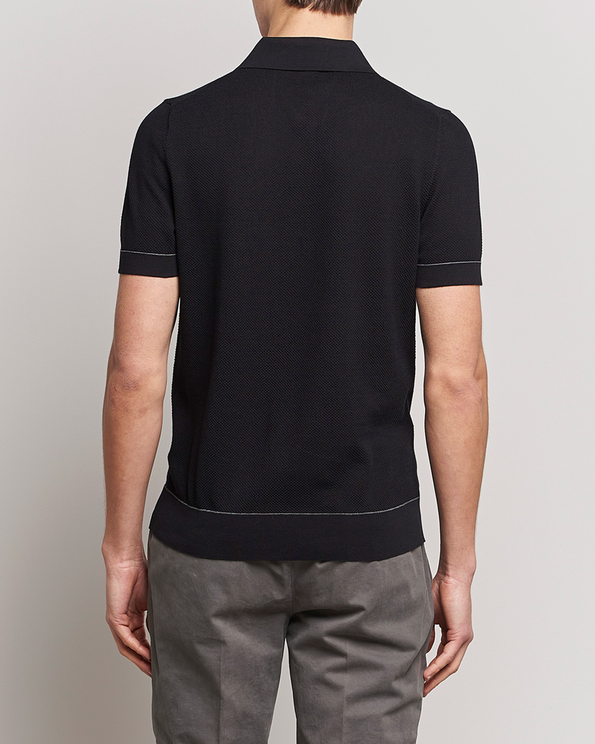 Herre | Trøjer | Brioni | Sea Island Knit Polo Black