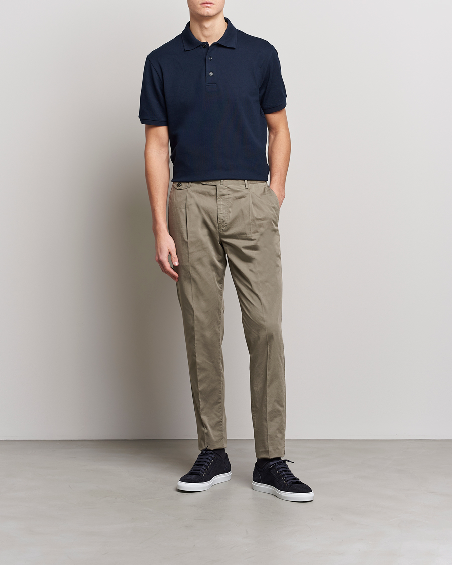 Herre | Polotrøjer | Brioni | Mercerized Cotton Piquet Navy