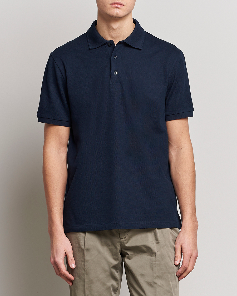 Herre | Polotrøjer | Brioni | Mercerized Cotton Piquet Navy