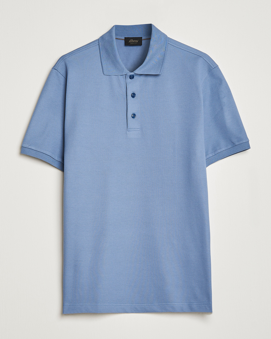 Herre | Polotrøjer | Brioni | Mercerized Cotton Piquet Light Blue