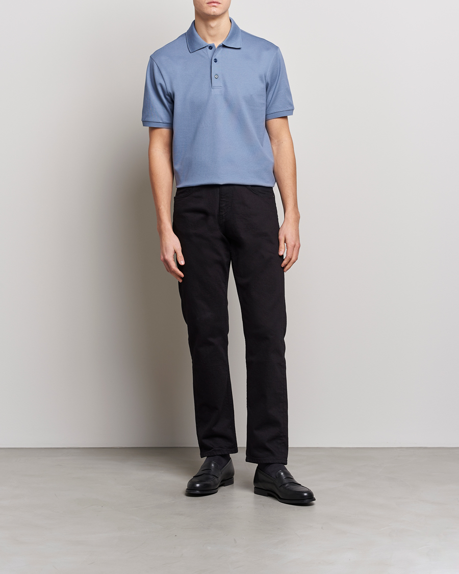 Herre | Polotrøjer | Brioni | Mercerized Cotton Piquet Light Blue