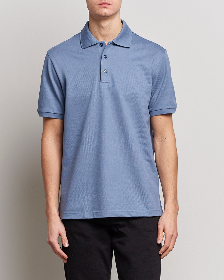 Herre | Quiet Luxury | Brioni | Mercerized Cotton Piquet Light Blue